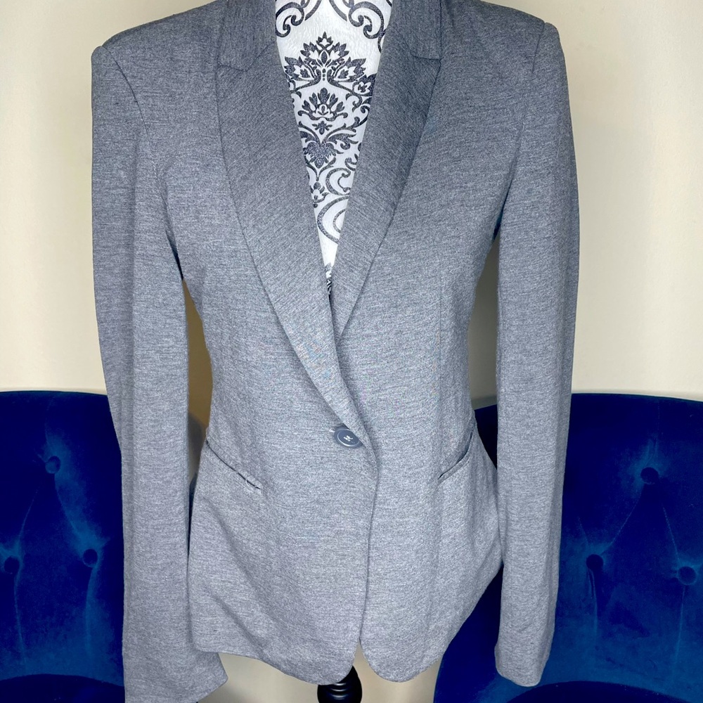 Comfortable gray blazer.